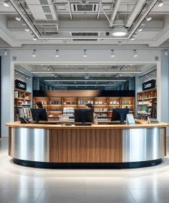 quầy thu ngân inox kết hợp gỗ