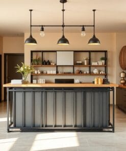 quầy thu ngân khung sắt mặt gỗ