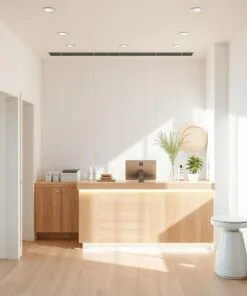 quầy thu ngân gỗ nhỏ gọn cho spa min