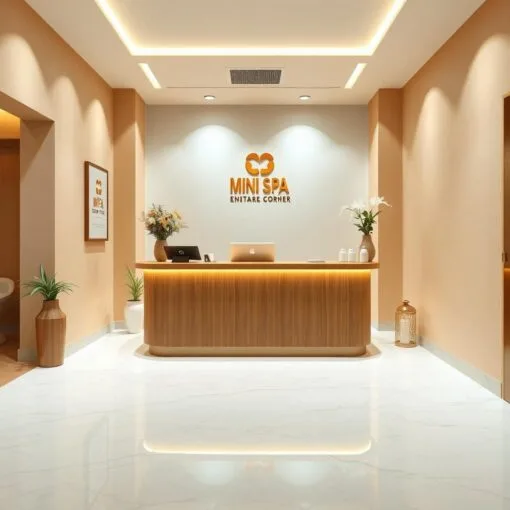 quầy thu ngân gỗ nhỏ gọn cho spa min