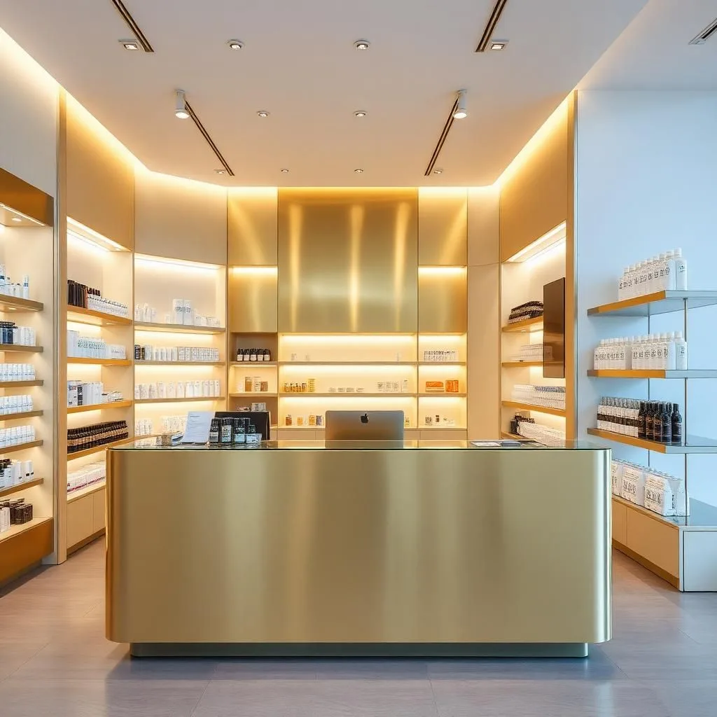 quầy thu ngân cho shop mỹ phẩm cao cấp