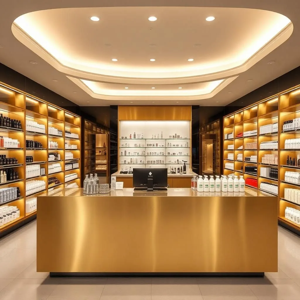 quầy thu ngân cho shop mỹ phẩm cao cấp