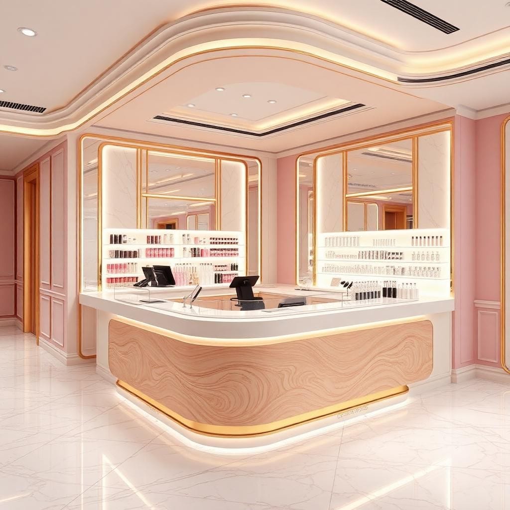quầy thu ngân cho shop mỹ phẩm cao cấp quầy thu ngân cho shop mỹ phẩm cao cấp