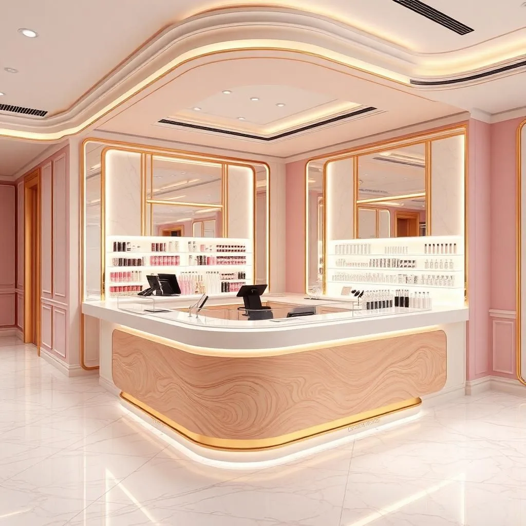 quầy thu ngân cho shop mỹ phẩm cao cấp