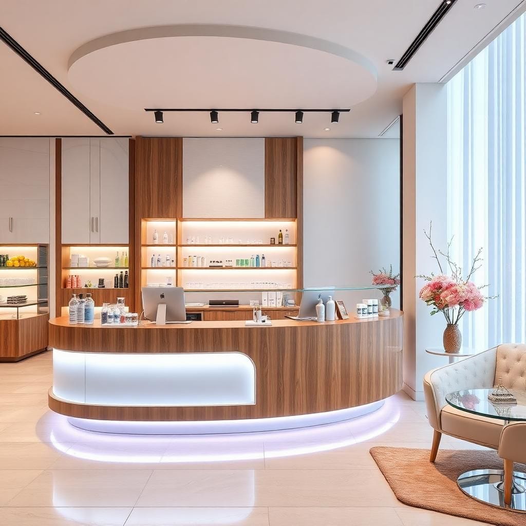 quầy thu ngân cho shop mỹ phẩm cao cấp 1 quầy thu ngân cho shop mỹ phẩm cao cấp