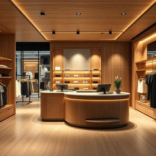 quầy thu ngân gỗ sang trọng cho showroom