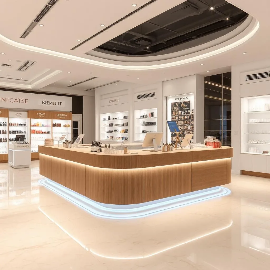 quầy thu ngân gỗ sang trọng cho showroom