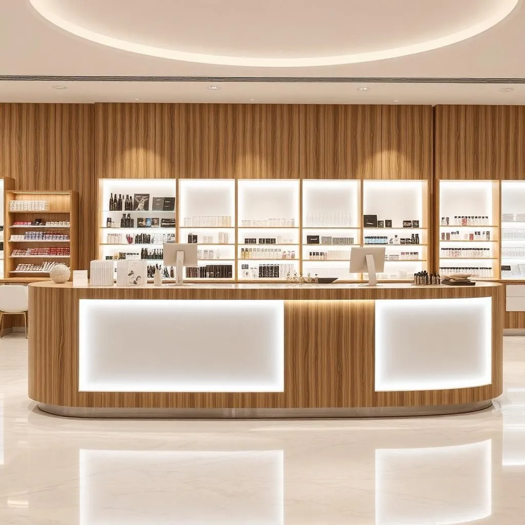 quầy thu ngân gỗ sang trọng cho showroom
