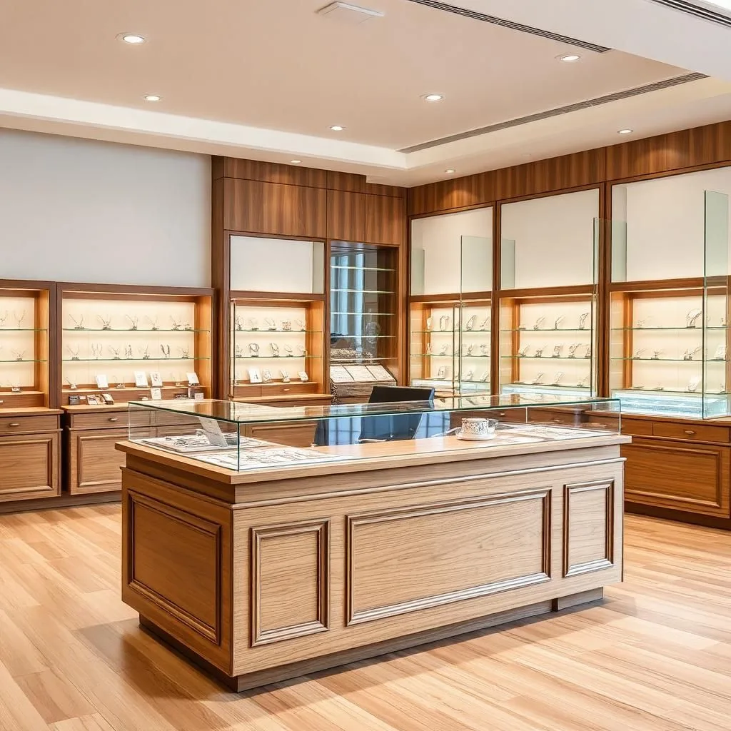 quầy thu ngân gỗ sang trọng cho showroom