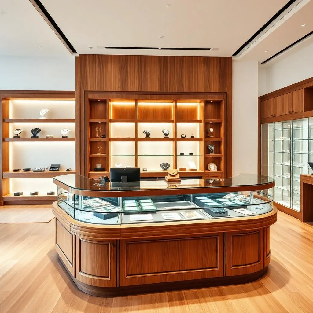 quầy thu ngân gỗ sang trọng cho showroom