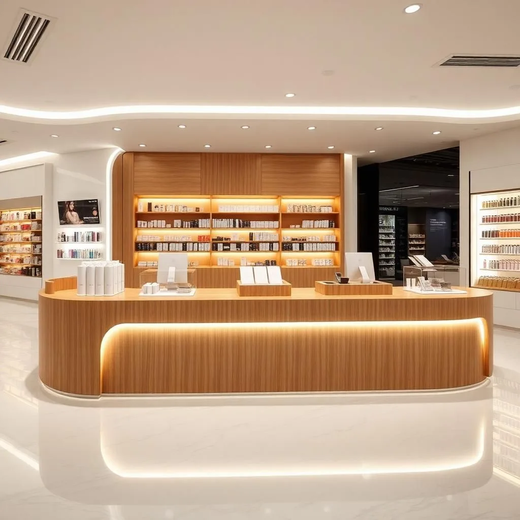 quầy thu ngân gỗ sang trọng cho showroom