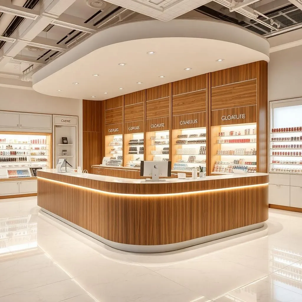 quầy thu ngân gỗ sang trọng cho showroom
