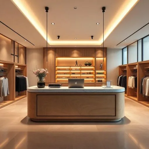 quầy thu ngân gỗ sang trọng cho showroom