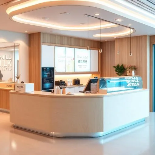 quầy thu ngân hiện đại cho quán trà sữa