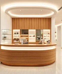 quầy thu ngân kết hợp kệ trưng bày sản phẩm