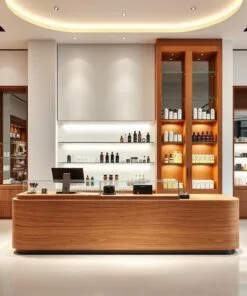 quầy thu ngân kết hợp kệ trưng bày sản phẩm