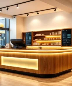 quầy thu ngân có đèn led trang trí