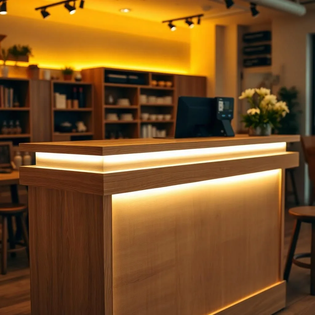 quầy thu ngân có đèn led trang trí