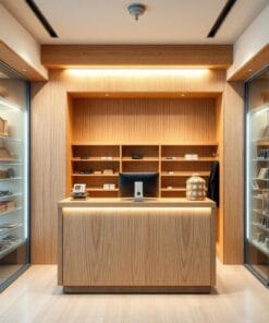 Quầy thu ngân gỗ đẹp cho cửa hàng nhỏ