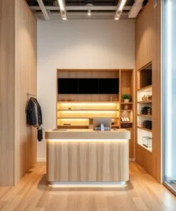 Quầy thu ngân gỗ đẹp cho cửa hàng nhỏ