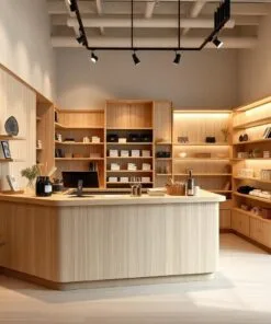 Quầy thu ngân gỗ đẹp cho cửa hàng nhỏ