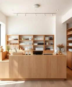 Quầy thu ngân gỗ đẹp cho cửa hàng nhỏ