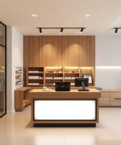 Quầy thu ngân gỗ đẹp cho cửa hàng nhỏ