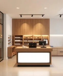 Quầy thu ngân gỗ đẹp cho cửa hàng nhỏ