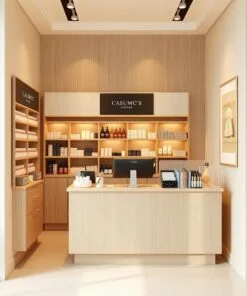 Quầy thu ngân gỗ đẹp cho cửa hàng nhỏ