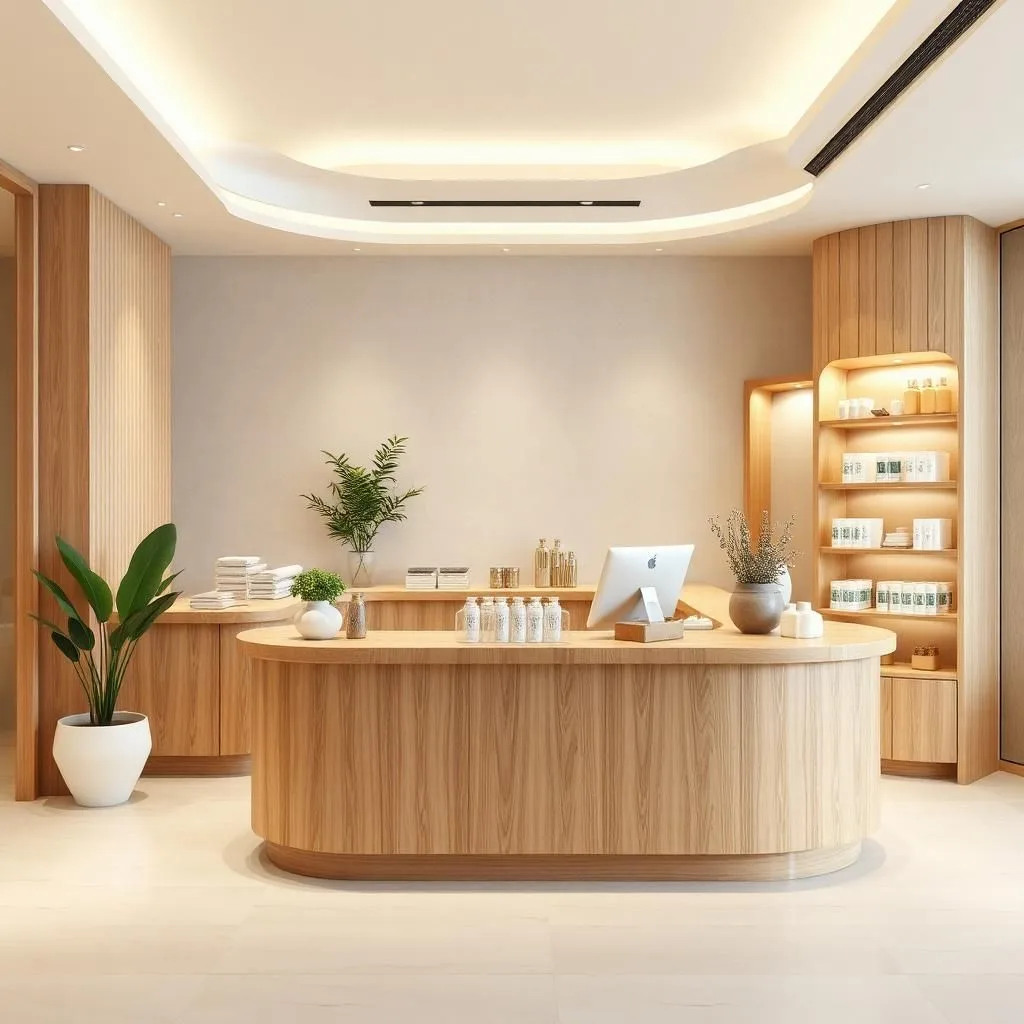 Quầy thu ngân hiện đại cho spa cao cấp Quầy thu ngân hiện đại cho spa cao cấp