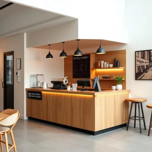Quầy thu ngân quán cafe nhỏ gọn tiện lợi