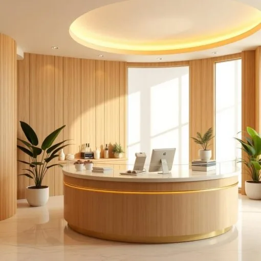 Quầy thu ngân kiểu dáng bo góc mềm mại
