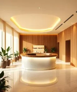 Quầy thu ngân kiểu dáng bo góc mềm mại