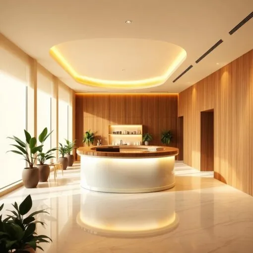 Quầy thu ngân kiểu dáng bo góc mềm mại