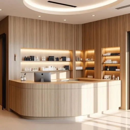 Quầy thu ngân kiểu dáng bo góc mềm mại