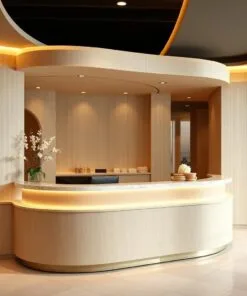 Quầy thu ngân màu be nhẹ nhàng