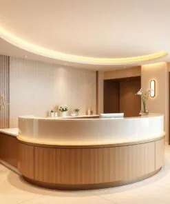 Quầy thu ngân màu be nhẹ nhàng