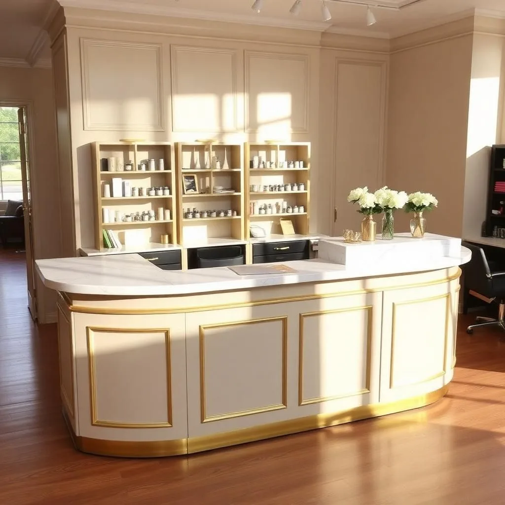 Quầy thu ngân màu be nhẹ nhàng