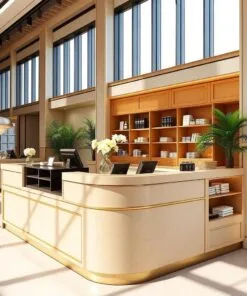 Quầy thu ngân màu be nhẹ nhàng