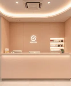 Quầy thu ngân màu be nhẹ nhàng