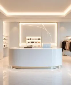 Quầy thu ngân tone trắng tinh tế