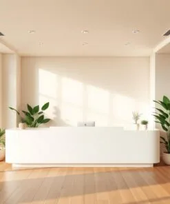 Quầy thu ngân tone trắng tinh tế