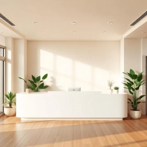 Quầy thu ngân tone trắng tinh tế