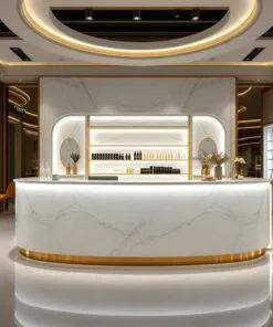 Quầy thu ngân tone trắng tinh tế