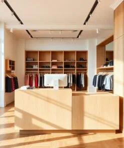 Quầy thu ngân tone gỗ sáng