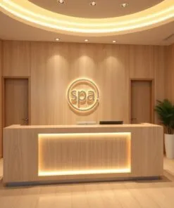 Quầy thu ngân tone gỗ sáng