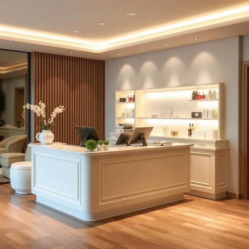 Quầy thu ngân gỗ sơn PU