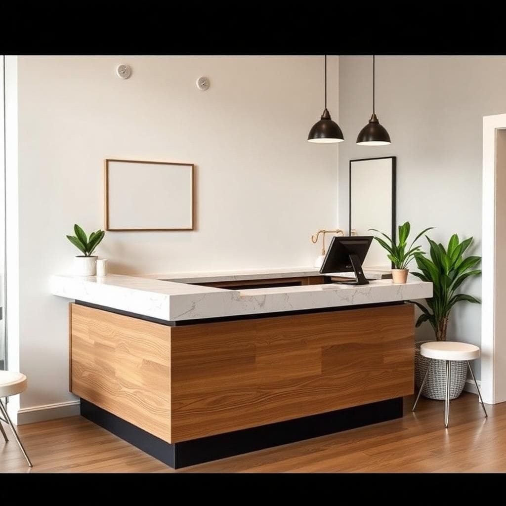 Quầy thu ngân gỗ công nghiệp phủ Laminate Quầy thu ngân gỗ công nghiệp phủ Laminate