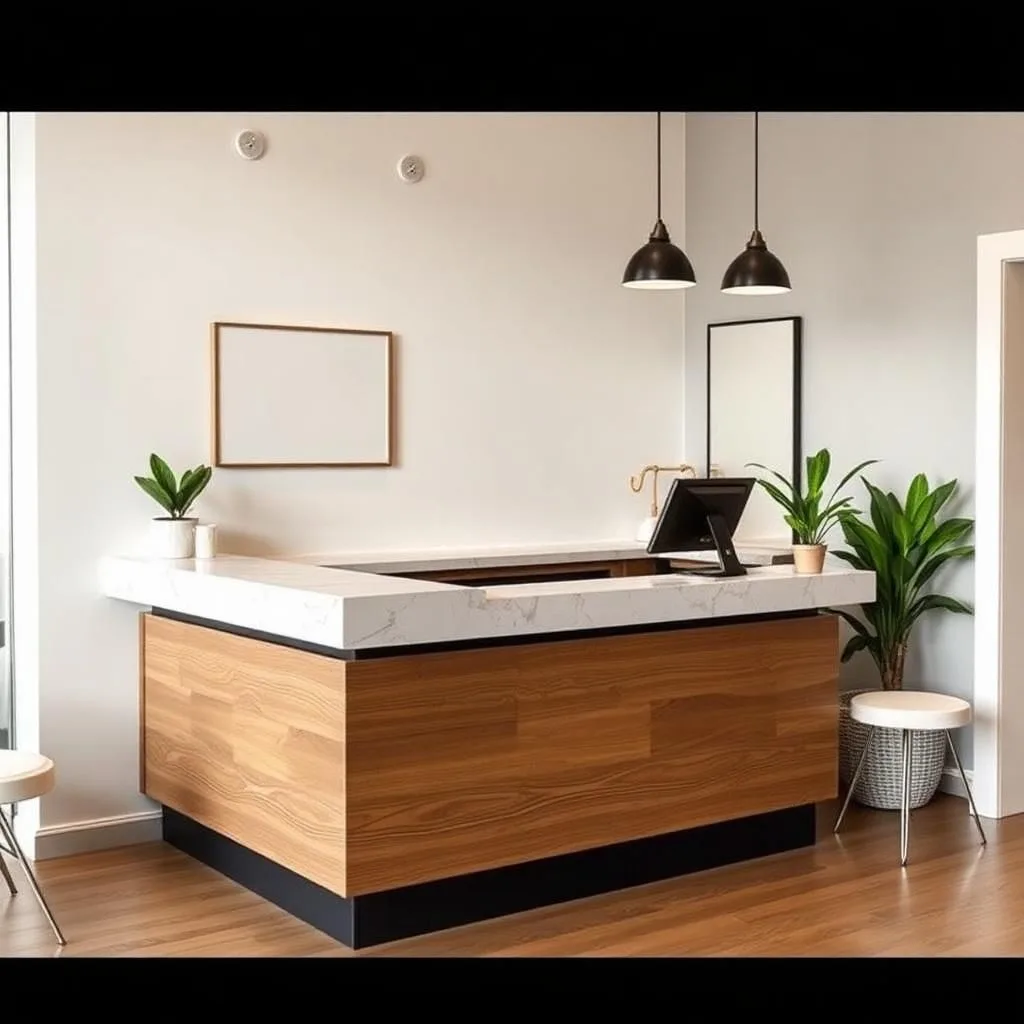 Quầy thu ngân gỗ công nghiệp phủ Laminate