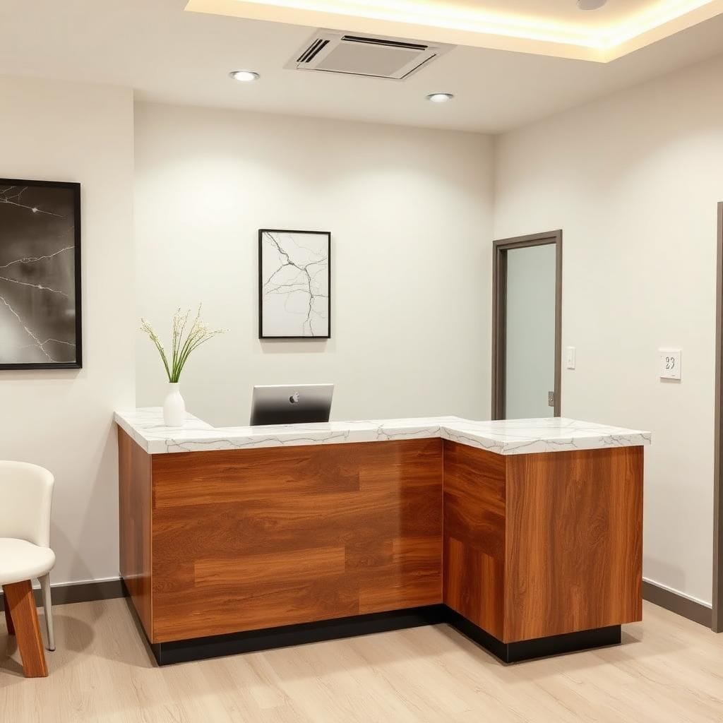 Quầy thu ngân gỗ công nghiệp phủ Laminate Quầy thu ngân gỗ công nghiệp phủ Laminate